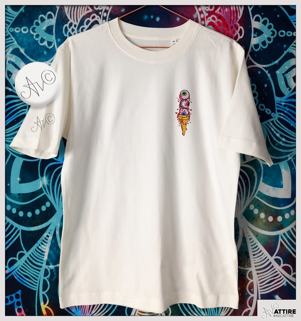 "Eye Scream" Oversized Tee - Natural, XL